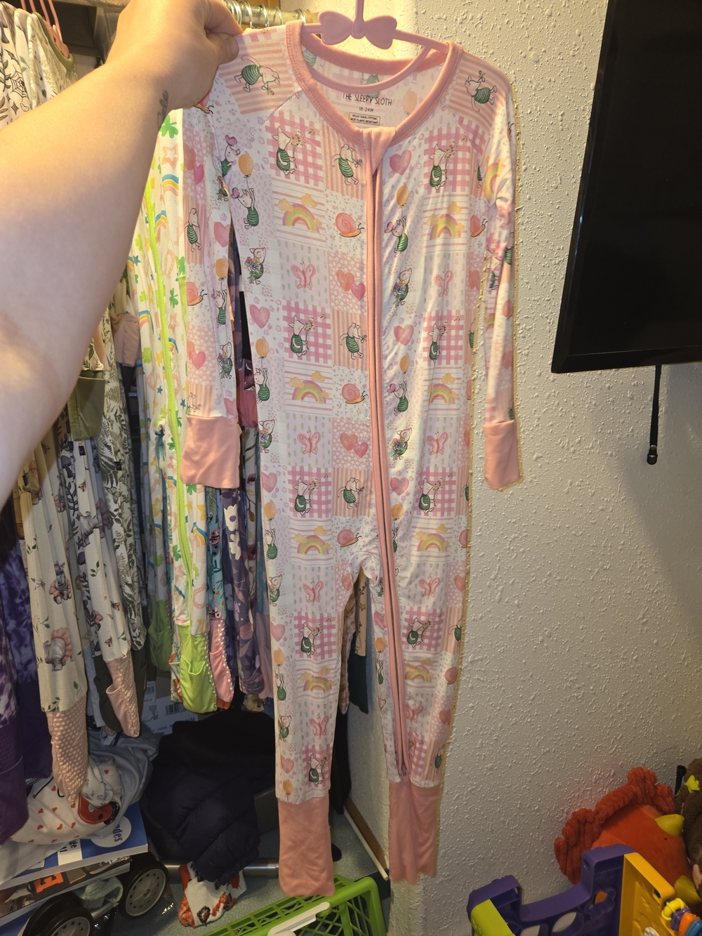 The Sleepy Sloth Pretty In Piglet One-Piece Convertible Footie Bamboo NWOT